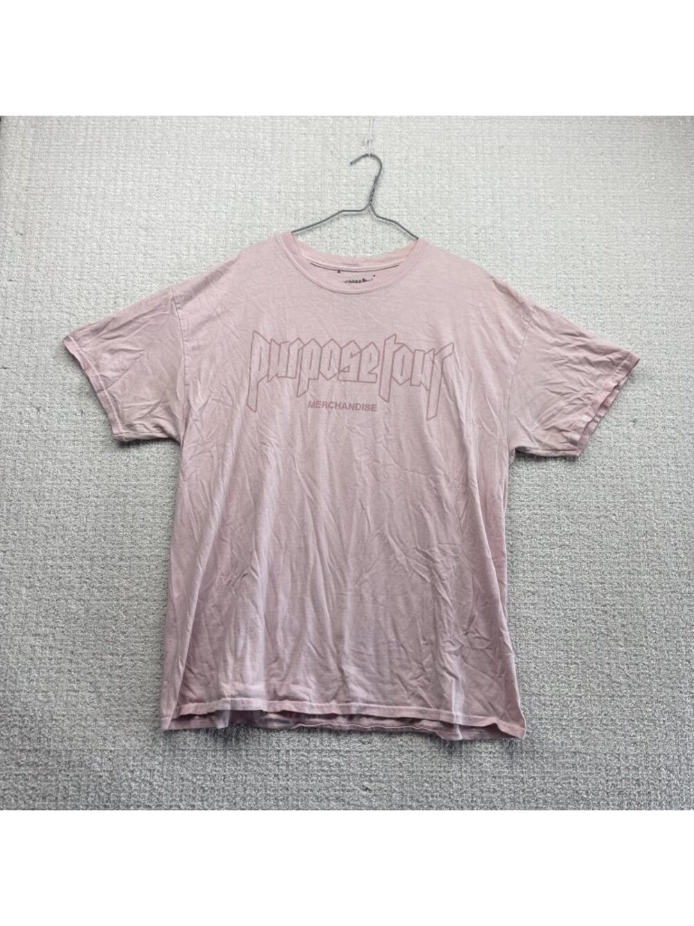 Y2K Justin Bieber Purpose Tour T-Shirt Mens XL Pink / Mauve Graphic Concert Tee*